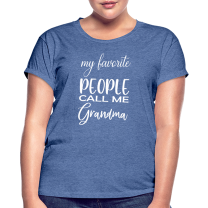 Frauen Oversize T-Shirt - Grandma - Denim meliert