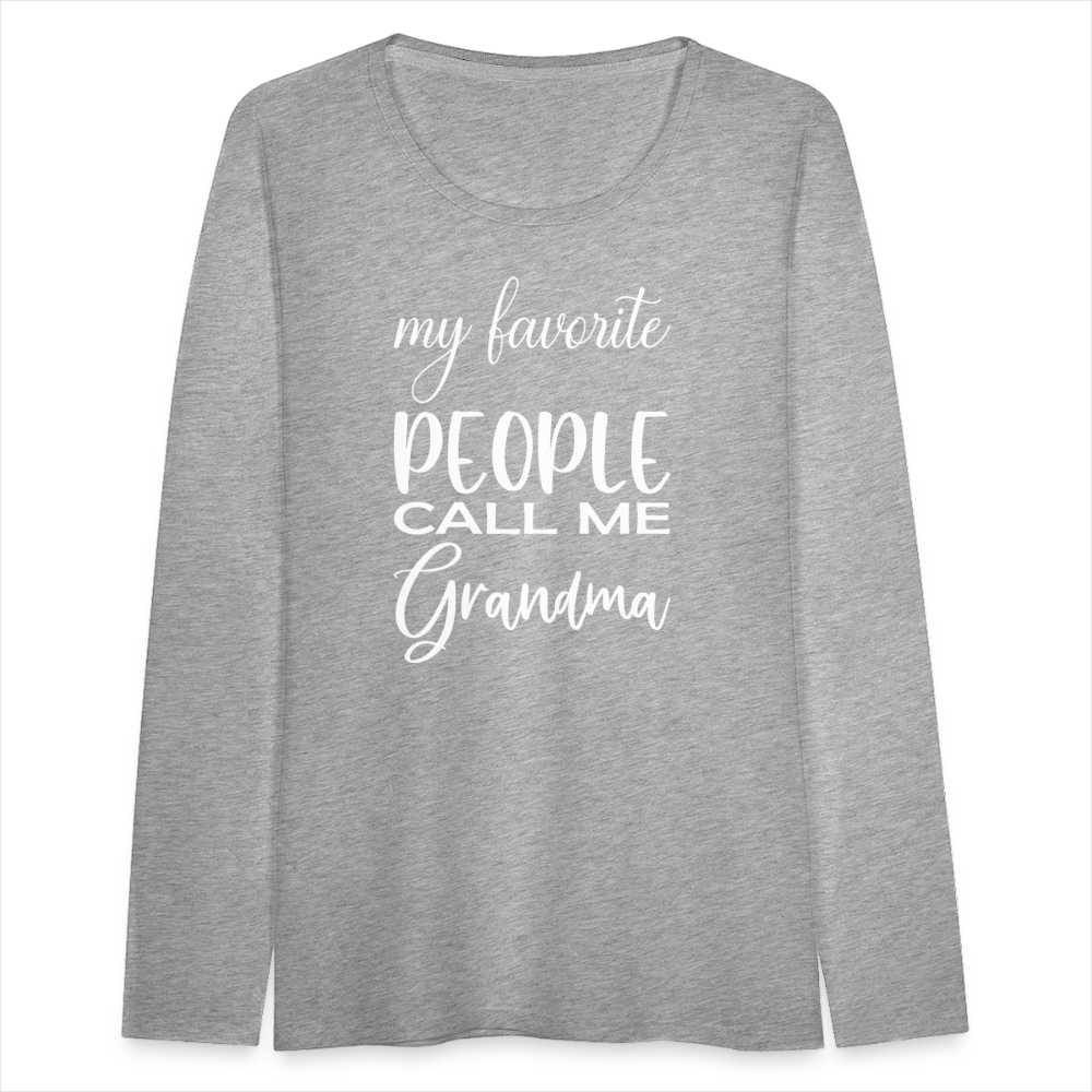 Frauen Premium Langarmshirt - Grandma - Grau meliert