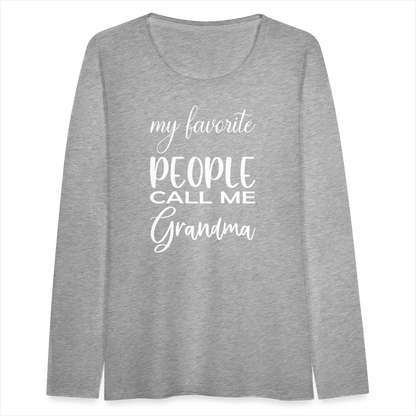 Frauen Premium Langarmshirt - Grandma - Grau meliert