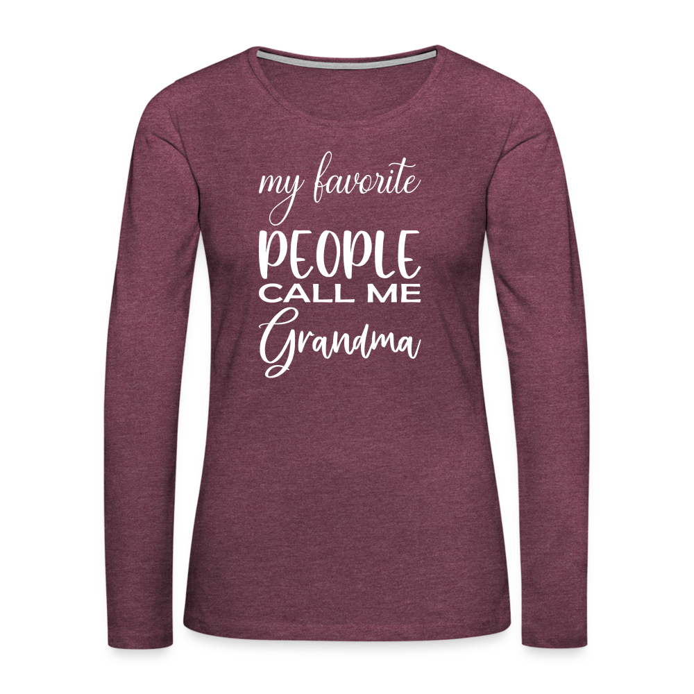 Frauen Premium Langarmshirt - Grandma - Bordeauxrot meliert