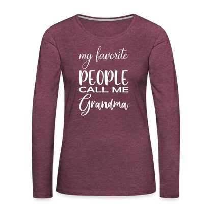 Frauen Premium Langarmshirt - Grandma - Bordeauxrot meliert