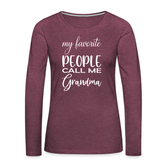 Frauen Premium Langarmshirt - Grandma - Bordeauxrot meliert