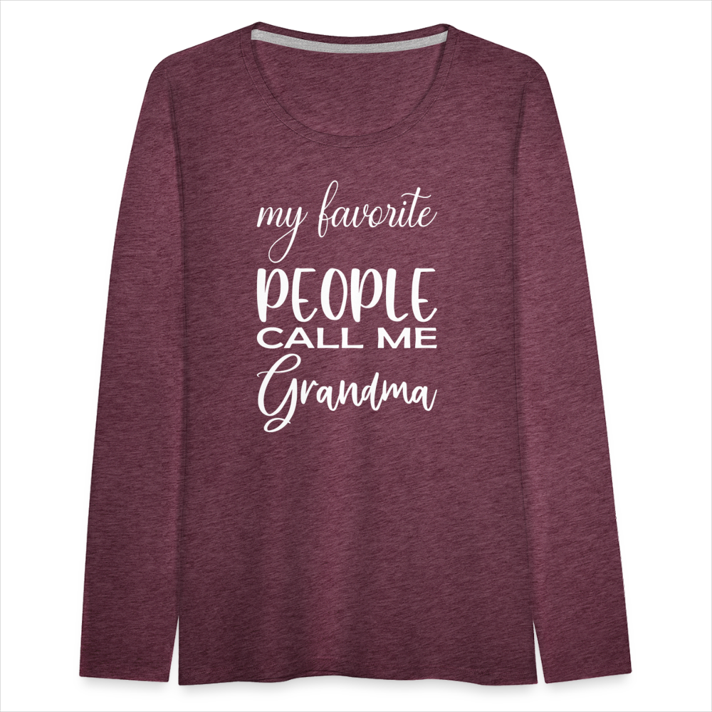 Frauen Premium Langarmshirt - Grandma - Bordeauxrot meliert