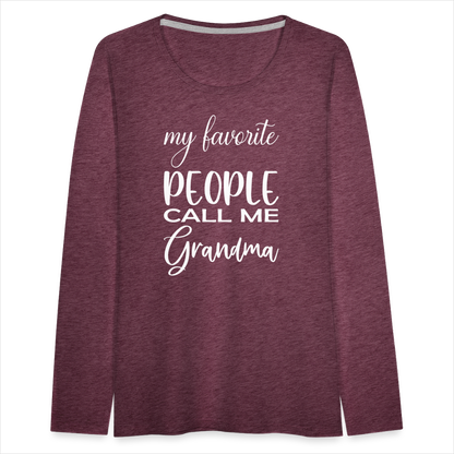 Frauen Premium Langarmshirt - Grandma - Bordeauxrot meliert