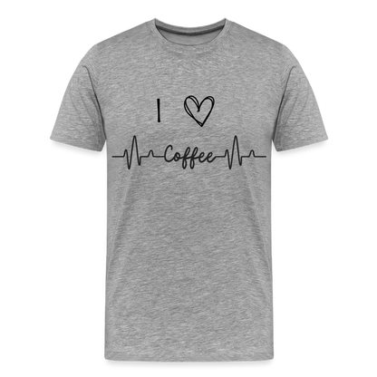 Männer Premium T-Shirt - I Love Coffee - Grau meliert