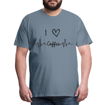 Männer Premium T-Shirt - I Love Coffee - Blaugrau