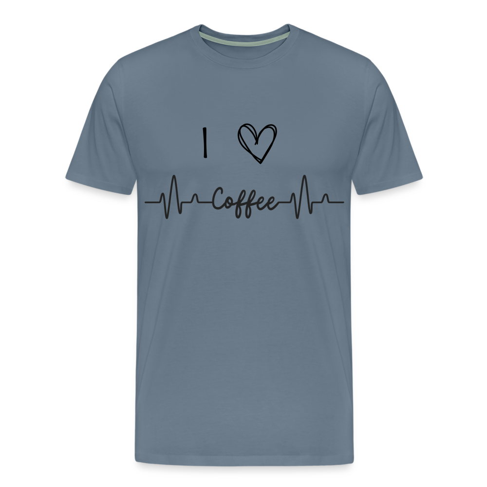 Männer Premium T-Shirt - I Love Coffee - Blaugrau