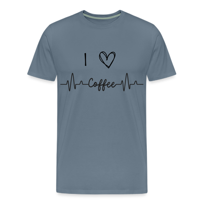 Männer Premium T-Shirt - I Love Coffee - Blaugrau