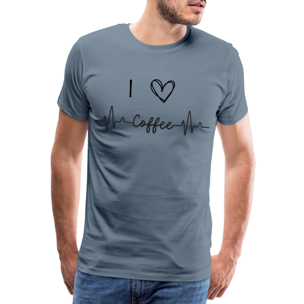 Männer Premium T-Shirt - I Love Coffee - Blaugrau