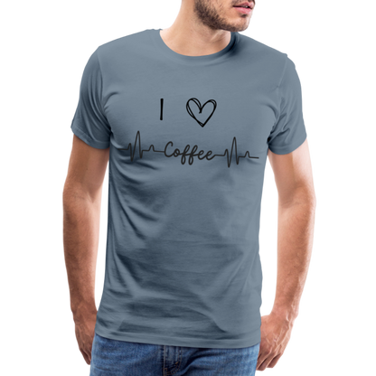 Männer Premium T-Shirt - I Love Coffee - Blaugrau