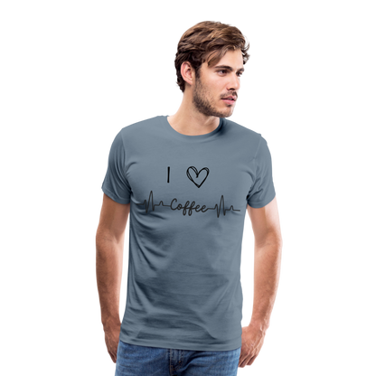 Männer Premium T-Shirt - I Love Coffee - Blaugrau