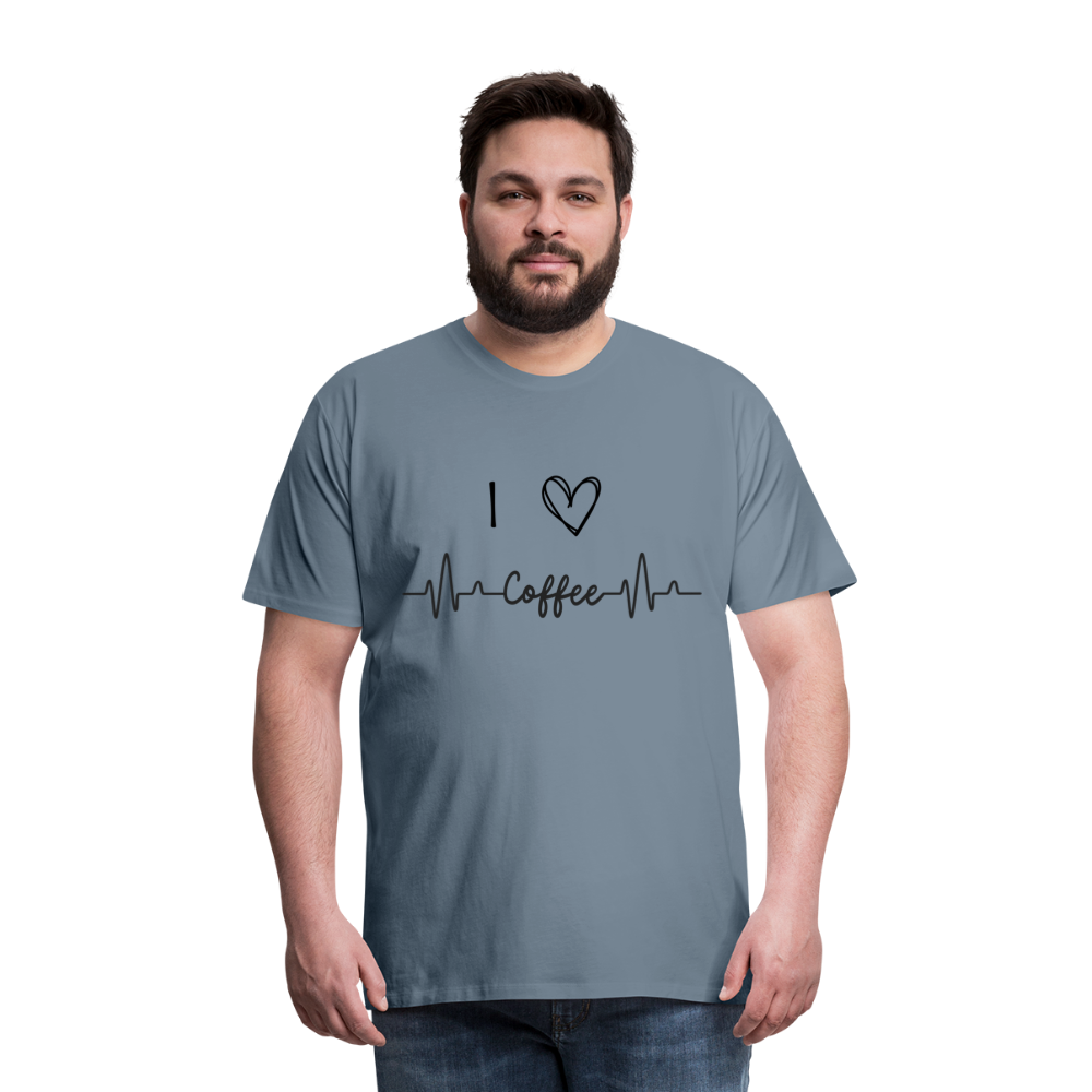 Männer Premium T-Shirt - I Love Coffee - Blaugrau