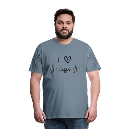 Männer Premium T-Shirt - I Love Coffee - Blaugrau