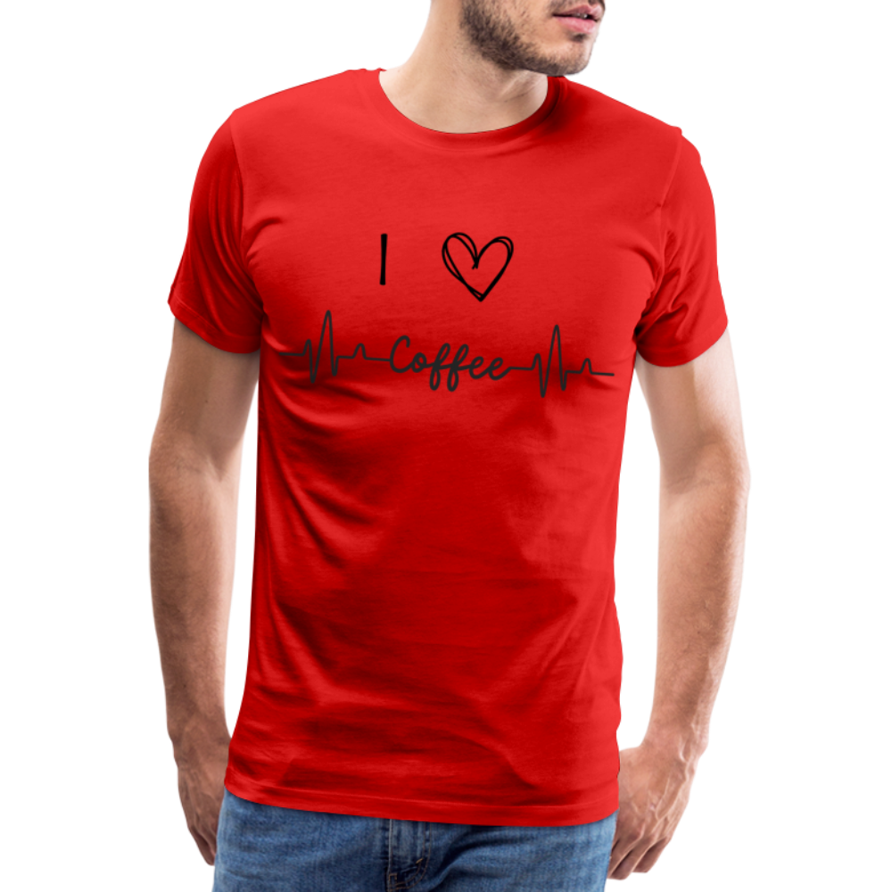 Männer Premium T-Shirt - I Love Coffee - Rot