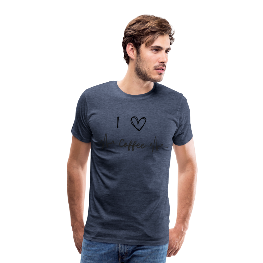 Männer Premium T-Shirt - I Love Coffee - Blau meliert