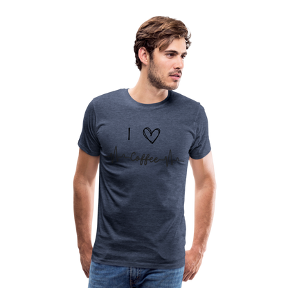 Männer Premium T-Shirt - I Love Coffee - Blau meliert