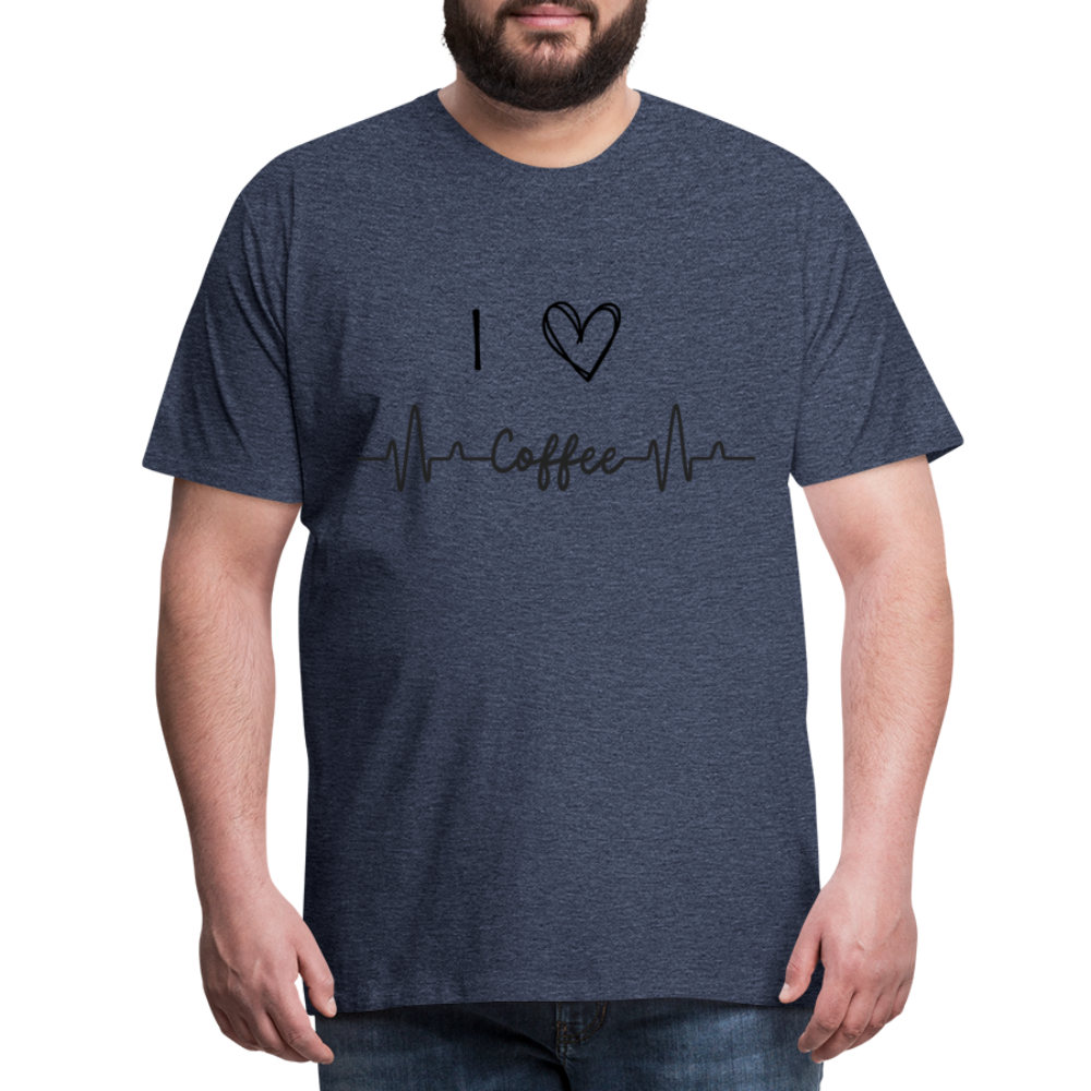 Männer Premium T-Shirt - I Love Coffee - Blau meliert