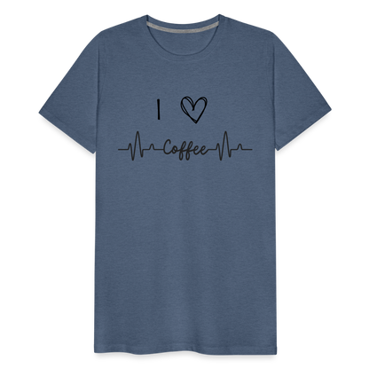 Männer Premium T-Shirt - I Love Coffee - Blau meliert