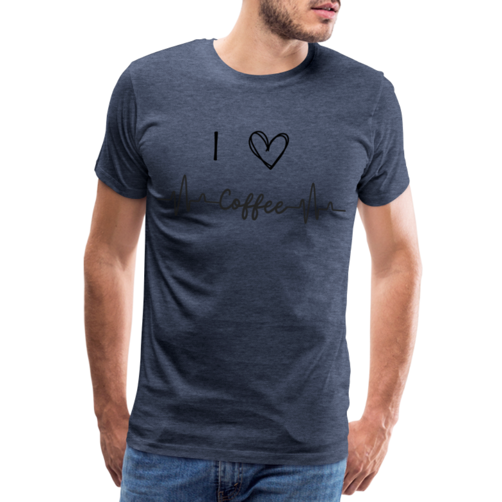 Männer Premium T-Shirt - I Love Coffee - Blau meliert