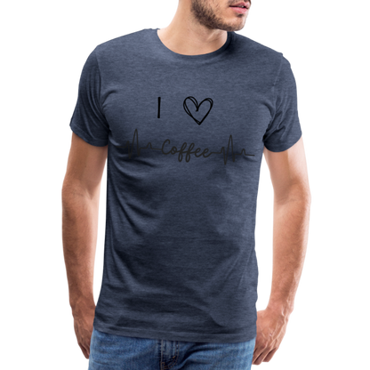 Männer Premium T-Shirt - I Love Coffee - Blau meliert