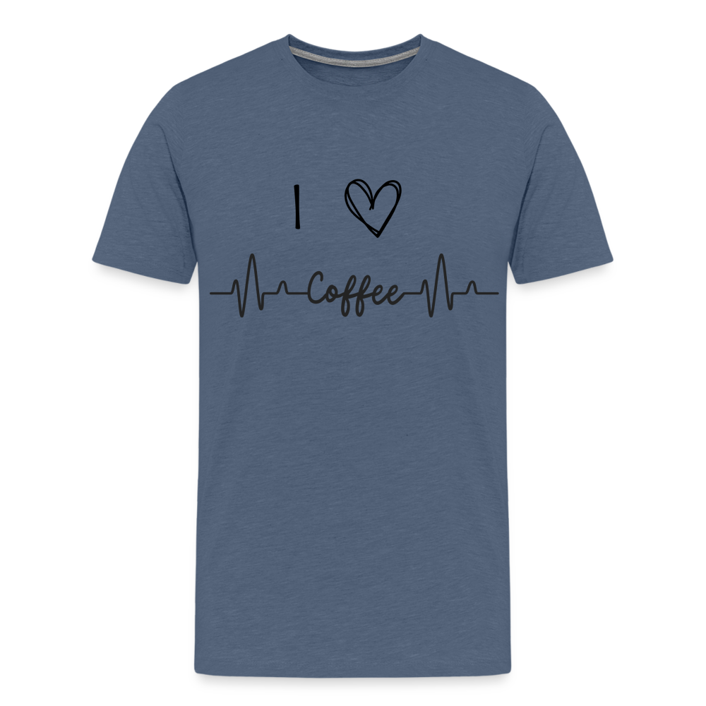 Männer Premium T-Shirt - I Love Coffee - Blau meliert