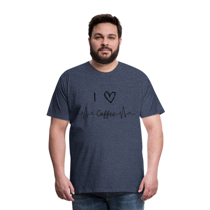 Männer Premium T-Shirt - I Love Coffee - Blau meliert