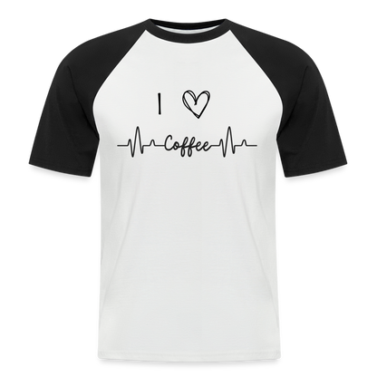 Männer Baseball-T-Shirt - I Love Coffee - Weiß/Schwarz