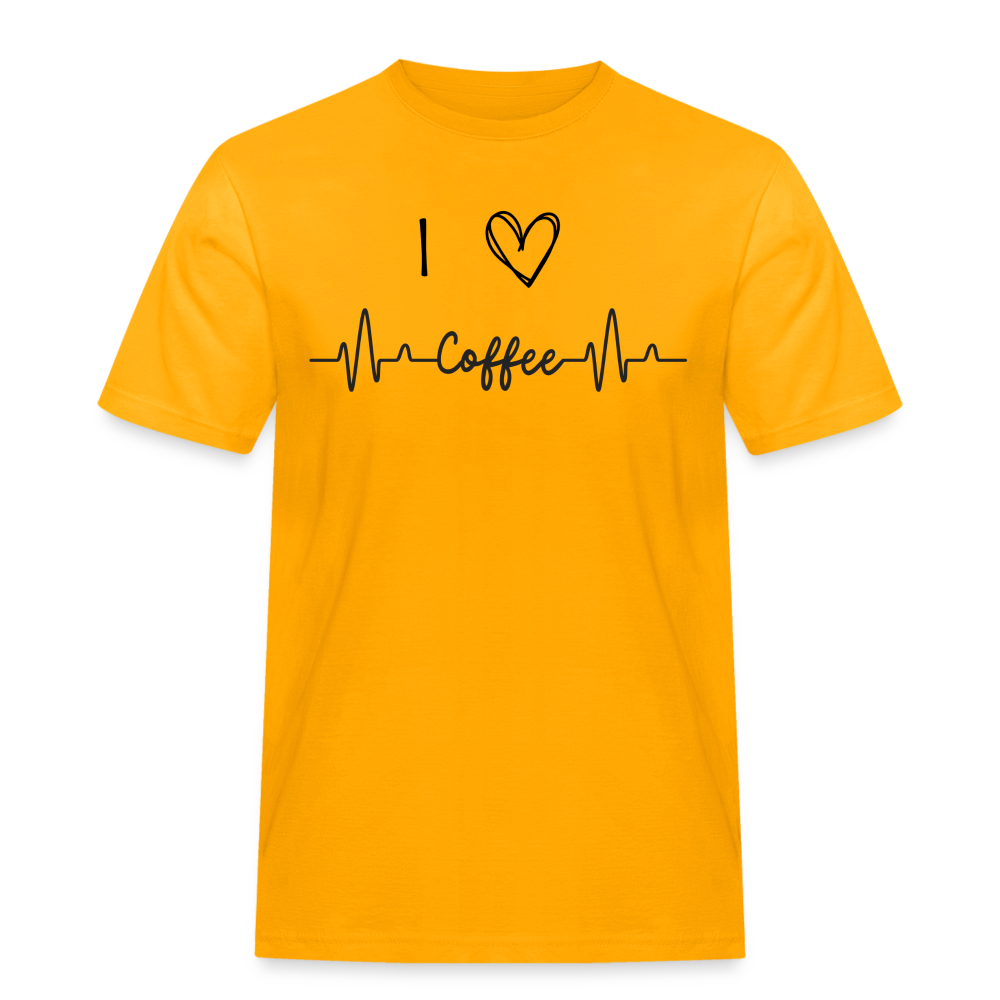 Männer Workwear T-Shirt - I Love Coffee - Gold