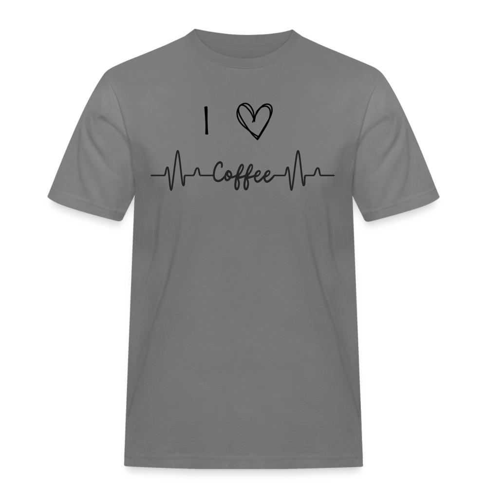 Männer Workwear T-Shirt - I Love Coffee - Grau