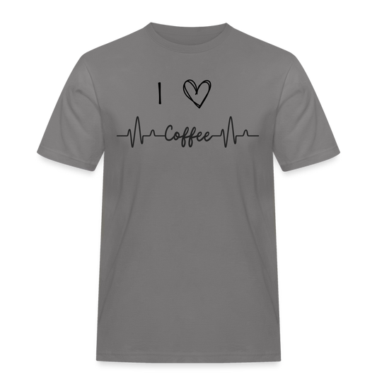 Männer Workwear T-Shirt - I Love Coffee - Grau