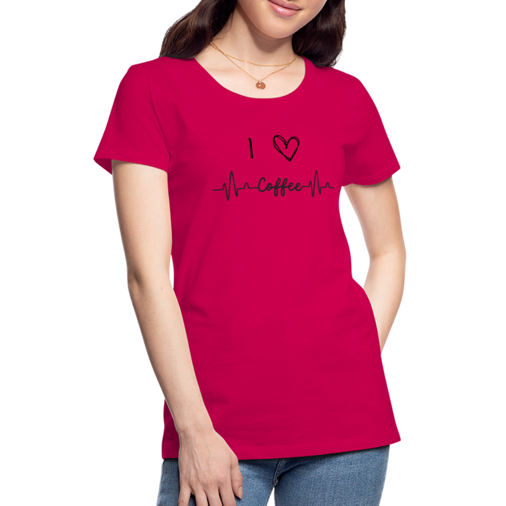 Frauen Premium T-Shirt - I love Coffee - dunkles Pink