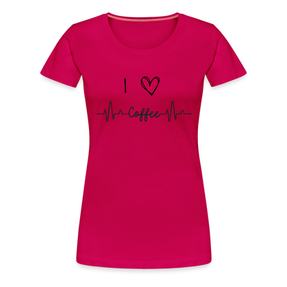 Frauen Premium T-Shirt - I love Coffee - dunkles Pink