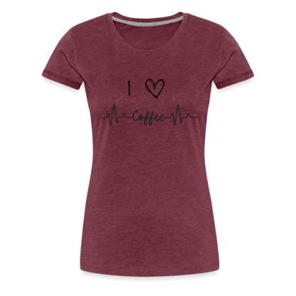 Frauen Premium T-Shirt - I love Coffee - Bordeauxrot meliert