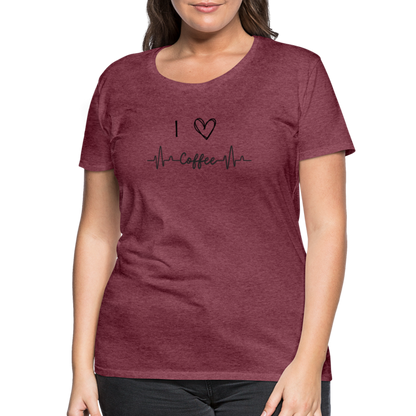 Frauen Premium T-Shirt - I love Coffee - Bordeauxrot meliert