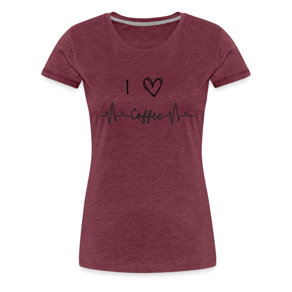 Frauen Premium T-Shirt - I love Coffee - Bordeauxrot meliert