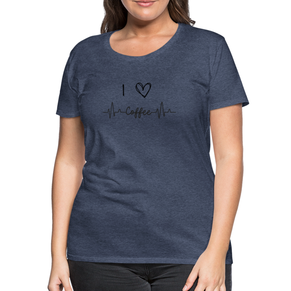 Frauen Premium T-Shirt - I love Coffee - Blau meliert