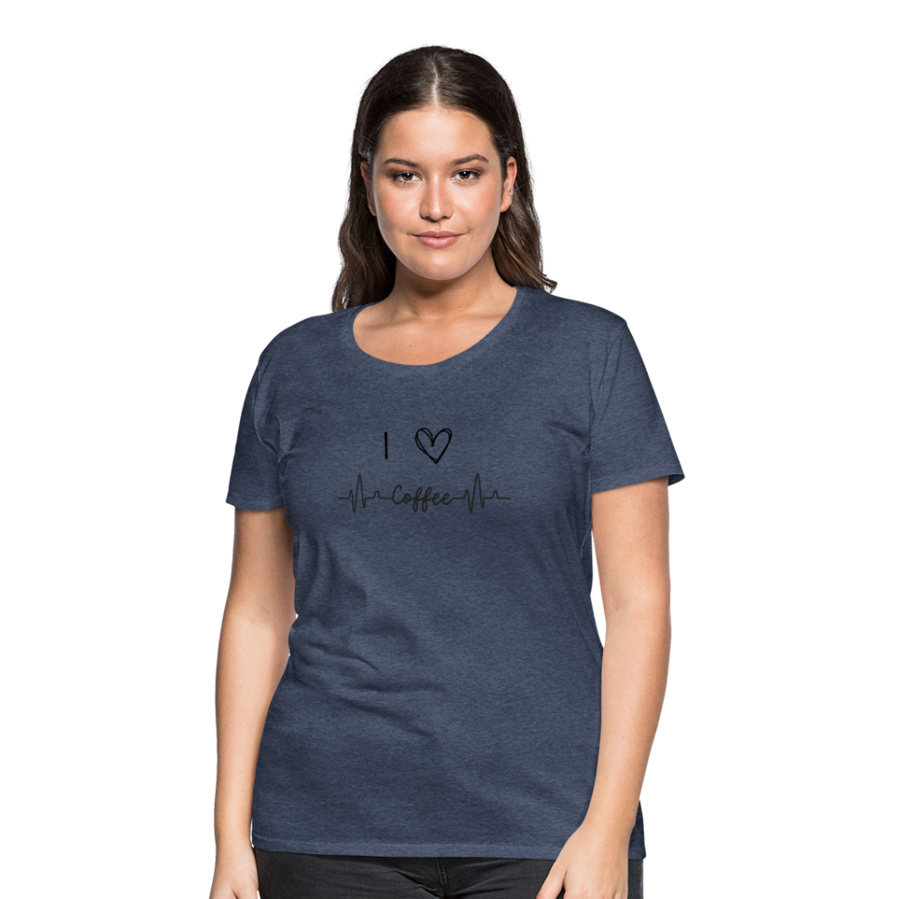 Frauen Premium T-Shirt - I love Coffee - Blau meliert