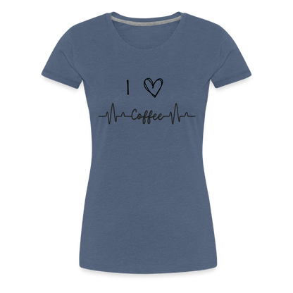 Frauen Premium T-Shirt - I love Coffee - Blau meliert