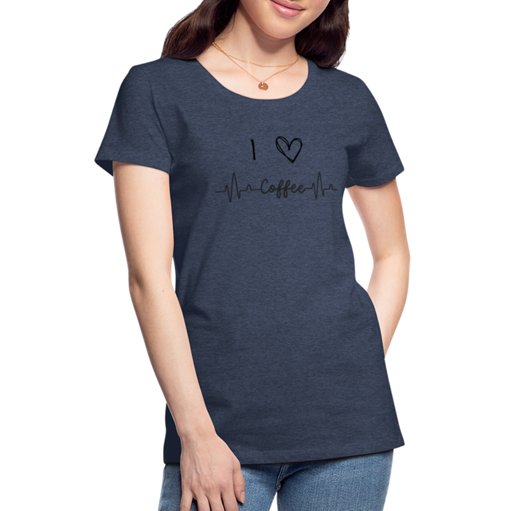 Frauen Premium T-Shirt - I love Coffee - Blau meliert