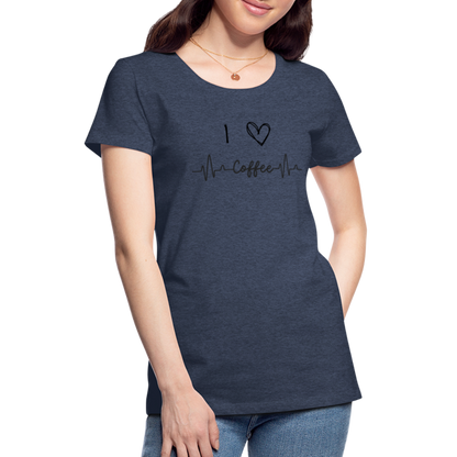 Frauen Premium T-Shirt - I love Coffee - Blau meliert