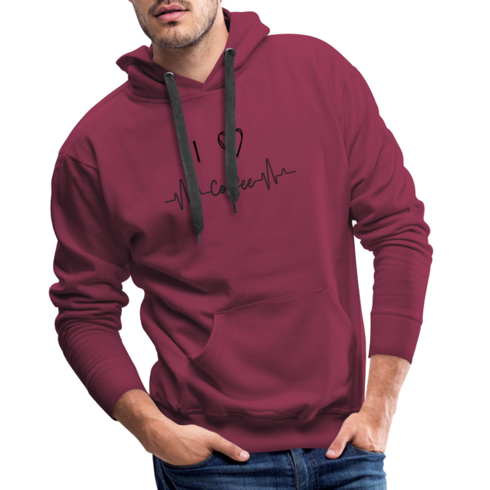 Men’s Premium Hoodie - I Love Coffee - Bordeaux