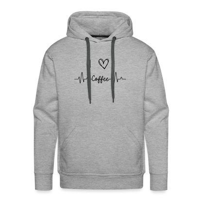 Men’s Premium Hoodie - I Love Coffee - Grau meliert