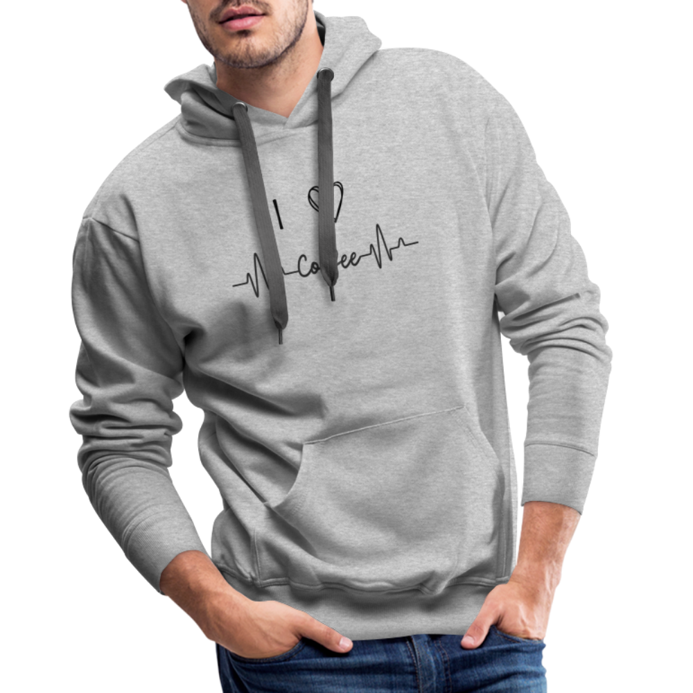 Men’s Premium Hoodie - I Love Coffee - Grau meliert