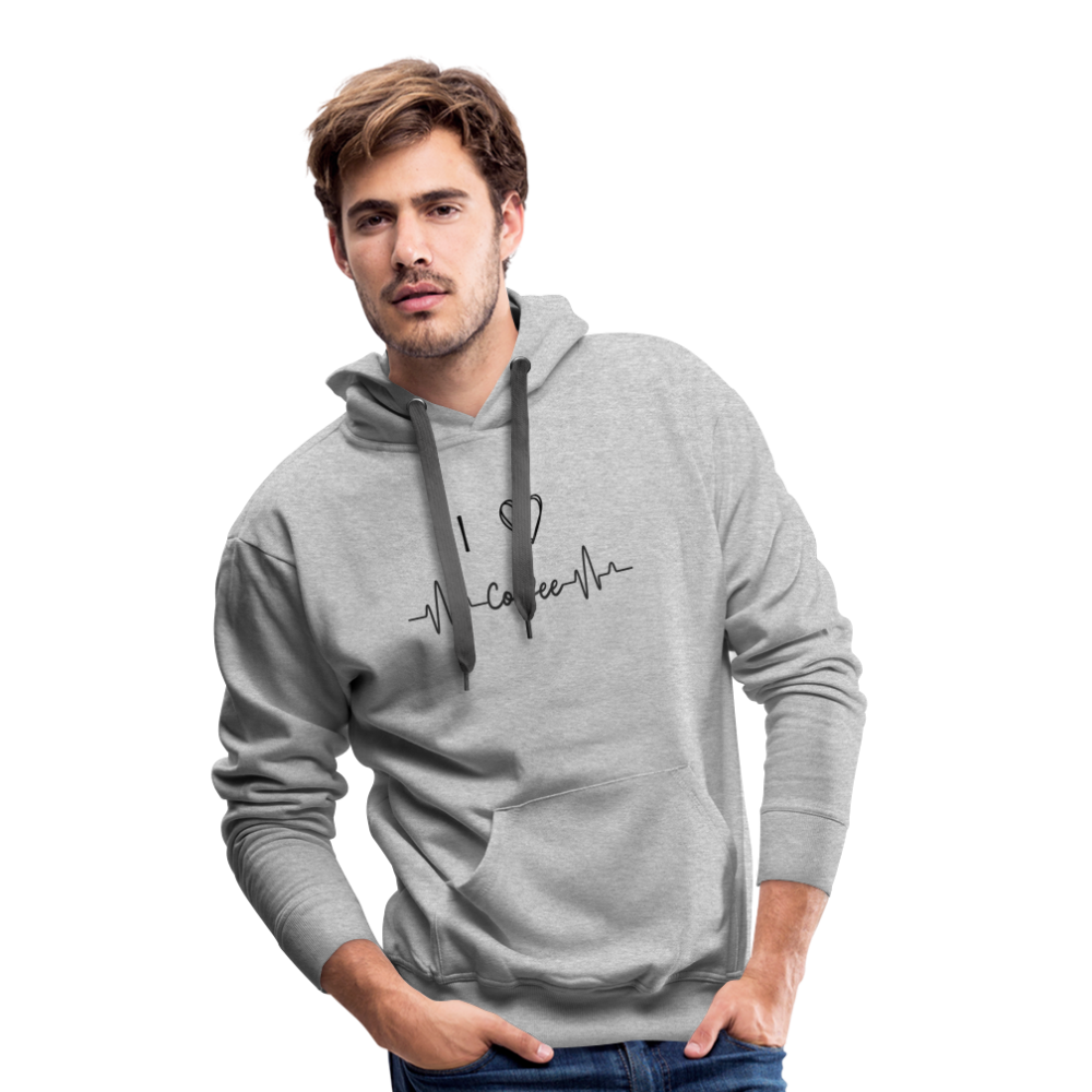 Men’s Premium Hoodie - I Love Coffee - Grau meliert