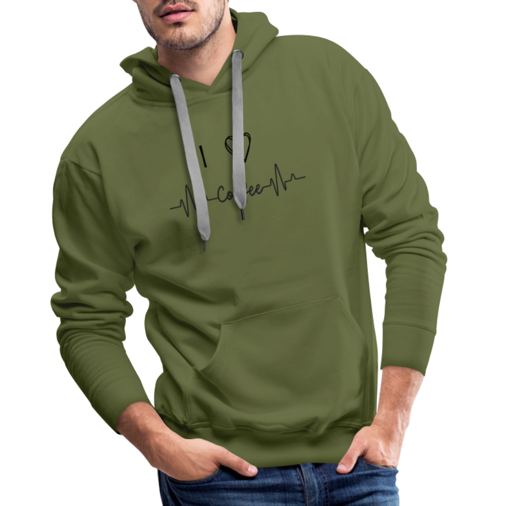 Men’s Premium Hoodie - I Love Coffee - Olivgrün