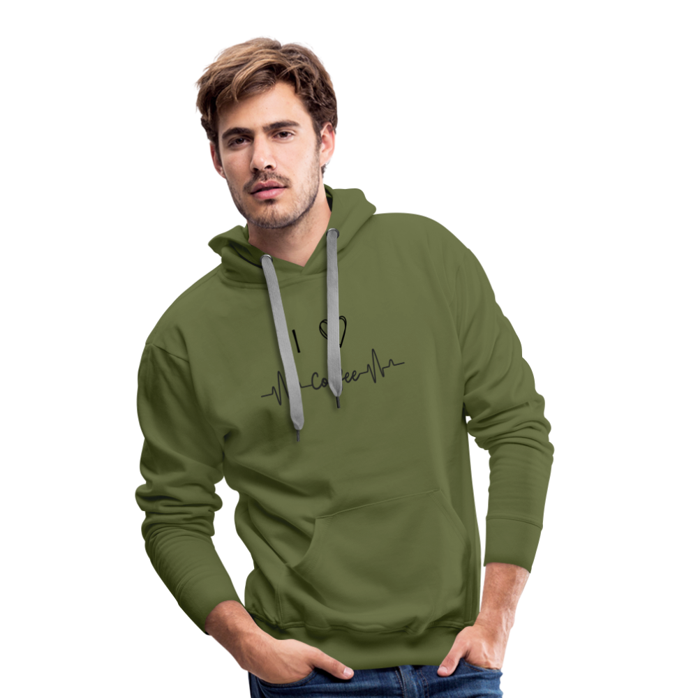 Men’s Premium Hoodie - I Love Coffee - Olivgrün