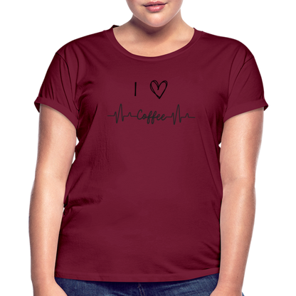 Frauen Oversize T-Shirt - I love Coffee - Bordeaux