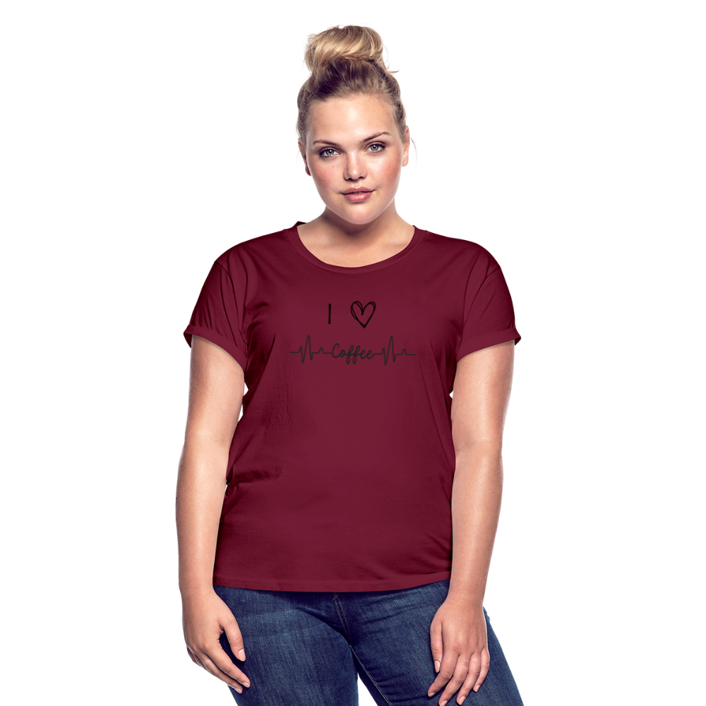 Frauen Oversize T-Shirt - I love Coffee - Bordeaux