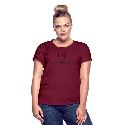 Frauen Oversize T-Shirt - I love Coffee - Bordeaux