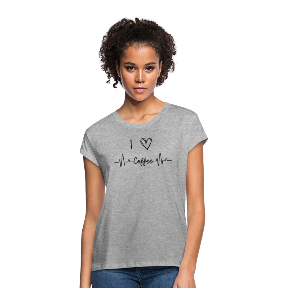 Frauen Oversize T-Shirt - I love Coffee - Grau meliert